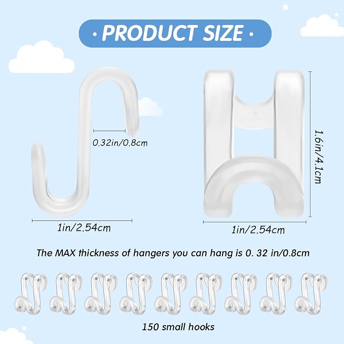 Unittype 150 Pcs Space Saving Hanger Hooks, Clothes Hanger Connector Hooks - Image 2