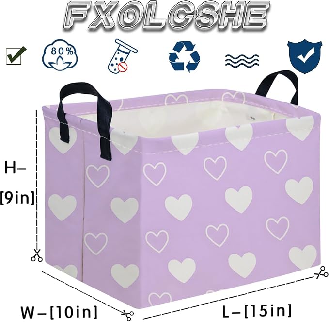 Rectangular Purple heart, Valentine's Day Gift Basket, nursery basket, Girls - Image 7