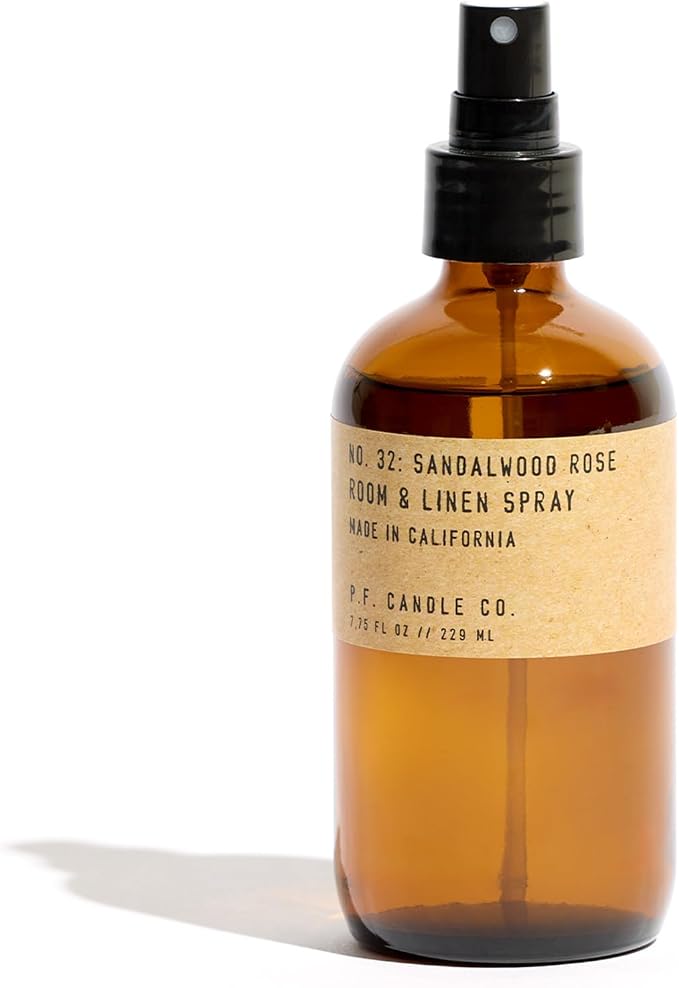 P.F. Candle Co. Sandalwood Rose Scented Room & Linen Spray Amber Glass Bottle by PFCandleCo