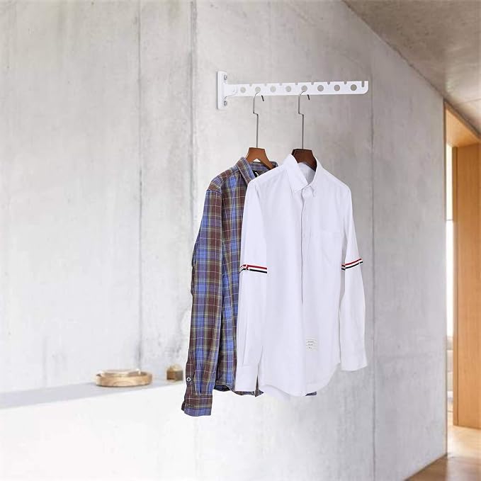 Wall Mount Clothes Hanger Stainless Steels Laundry Hanger Dryer Rack White - Image 7
