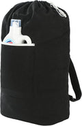 Canvas Laundry bag, Washable Laundry backpack, Adjustable Straps, Large Front by GORISEN