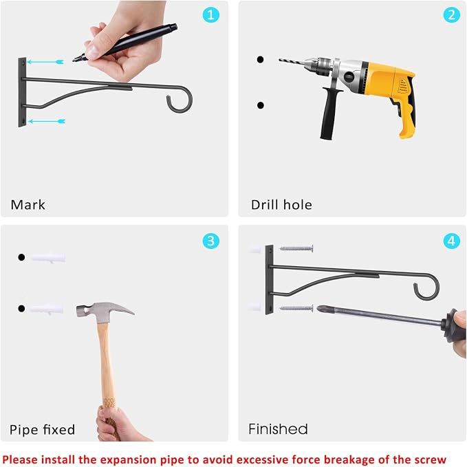 8" Plant Hangers 6 Pack, Hanging Plant Bracket - Image 7