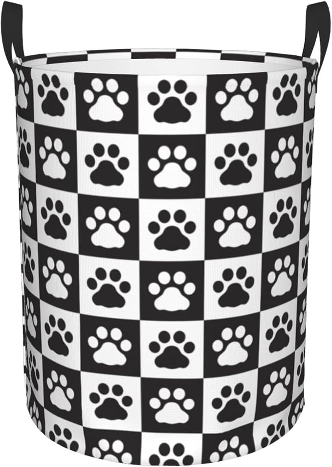 Black And White Dog Paws Laundry Hamper Bag - Image 9