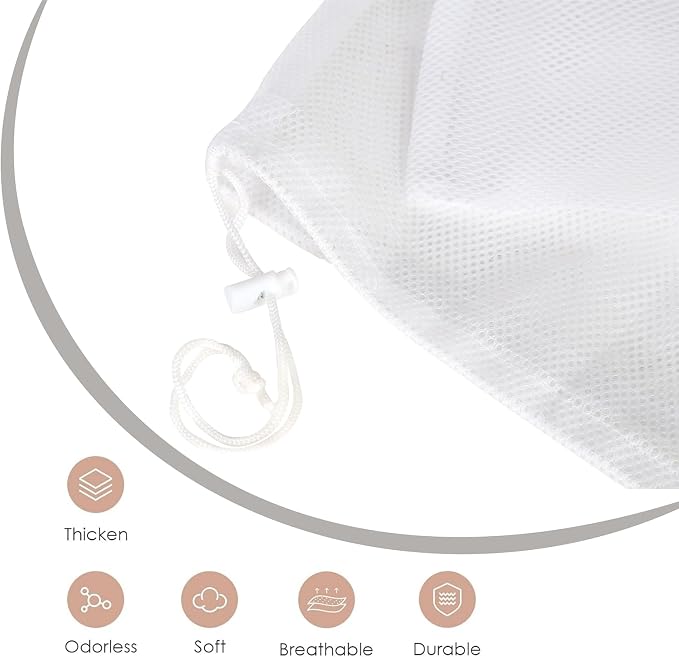 2 Pack Large Mesh Laundry Bag, 27×36inch White Laundry Hamper Liner, Heavy Duty - Image 4
