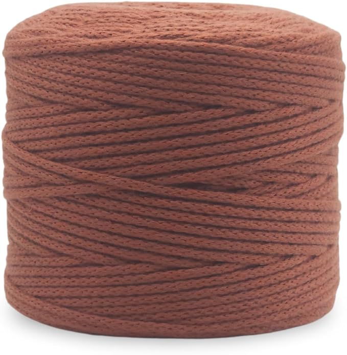 Rust Knitted Macrame Cord 4mm x 109Yards, Macrame Rope, Cotton Like Cord by Crocheta