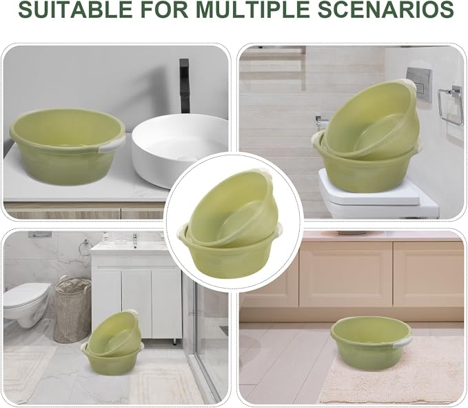 2 Pack Plastic Wash Basin for Foot & Face | Stackable Tub Bucket for Kitchen - Image 3