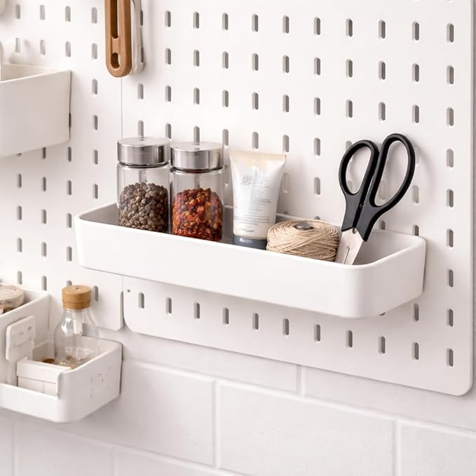 Chris.W 2Pack Pegboard Trays Shelf White Pegboards Bins Pegboards Spice Holder - Image 4