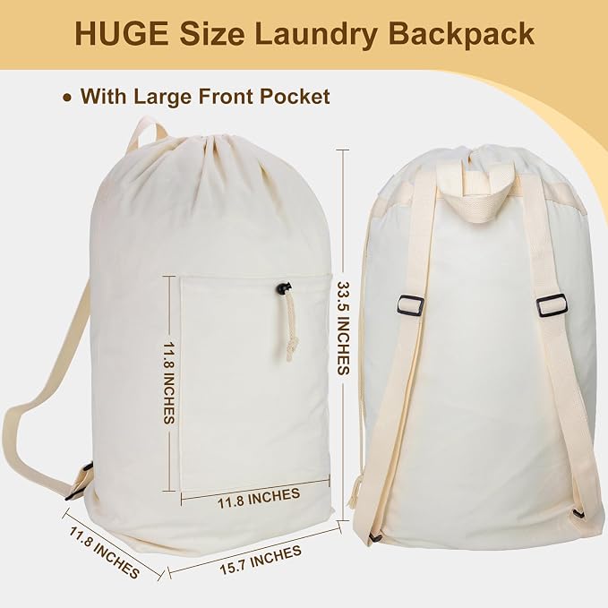 Laundry Bag Backpack, Canvas Laundry Bag - Image 2
