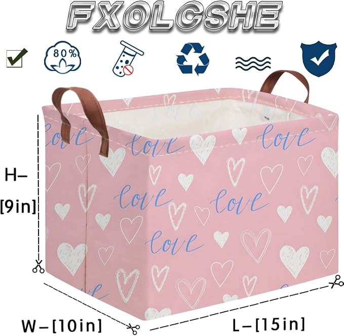 Rectangular Pink Valentine's Day Gift Basket, nursery basket, kids toy storage - Image 7
