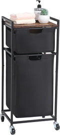 LUCKUP Laundry Hamper with Shelf, Laundry Sorter 2 Section with Removable Bags by LUCKUP