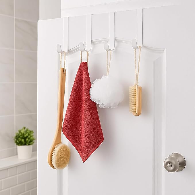 Dependable Industries inc. Essentials Over The Door Hooks – 4 Pack White - Image 5