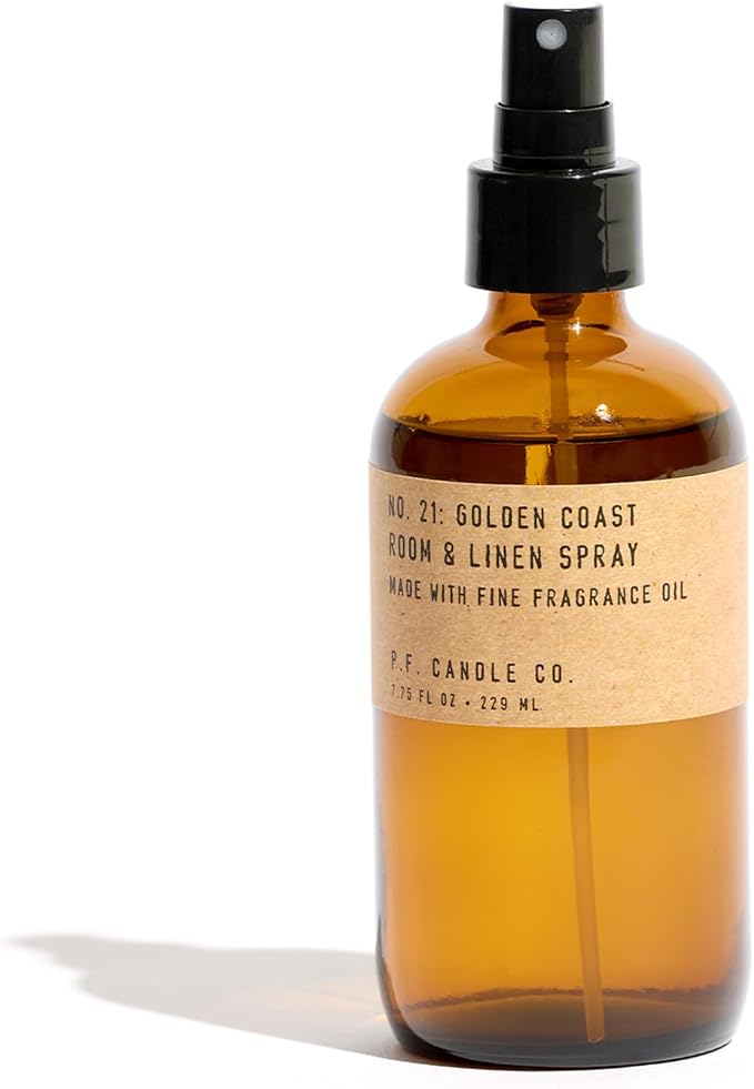 P.F. Candle Co. Golden Coast Scented Room & Linen Spray Amber Glass Bottle by PFCandleCo