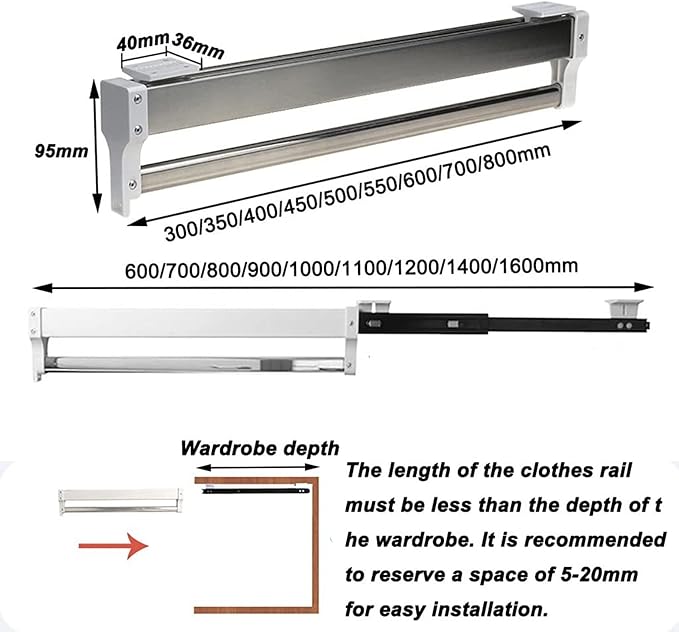 Dsiney Extendable Closet Rod Clothes Drying Rack - Image 2