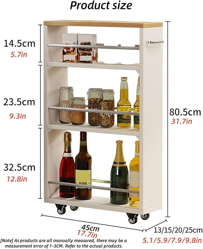 4 Tier Slim Rolling Storage Cart Narrow Rolling Utility Cart Kitchen Storage - Image 2