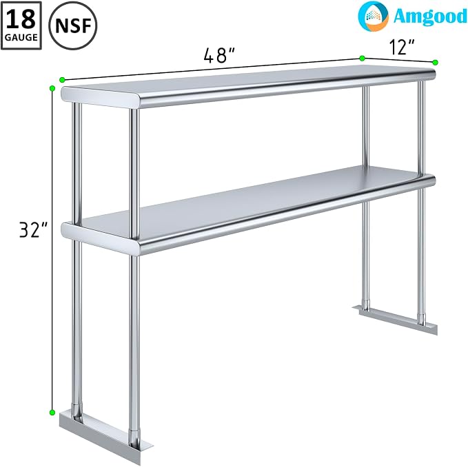 AmGood Double OverShelf Stainless Steel NSF - Image 3