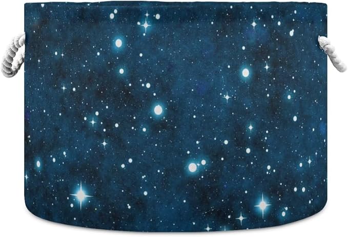 Galaxy Print Round Storage Basket Universe Starry Sky Large Laundry Hamper by Unknown