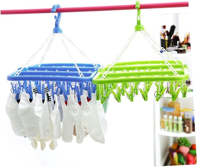 Strong Steel Spring 360-degree Rotating Hook Foldable Sock Drying Rack Random - Image 9