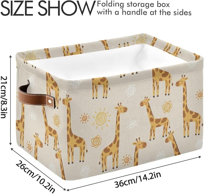 CHIFIGNO Storage Baskets Cartoon Giraffes Laundry Baskets Collapsible Organizer - Image 3