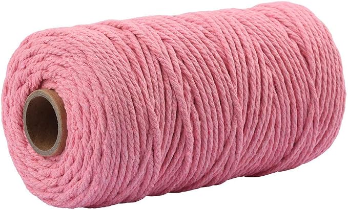 109 Yards 3mm Macrame Cotton Cord 4 Strand Twisted Twine Strings Rope by Zhiheng