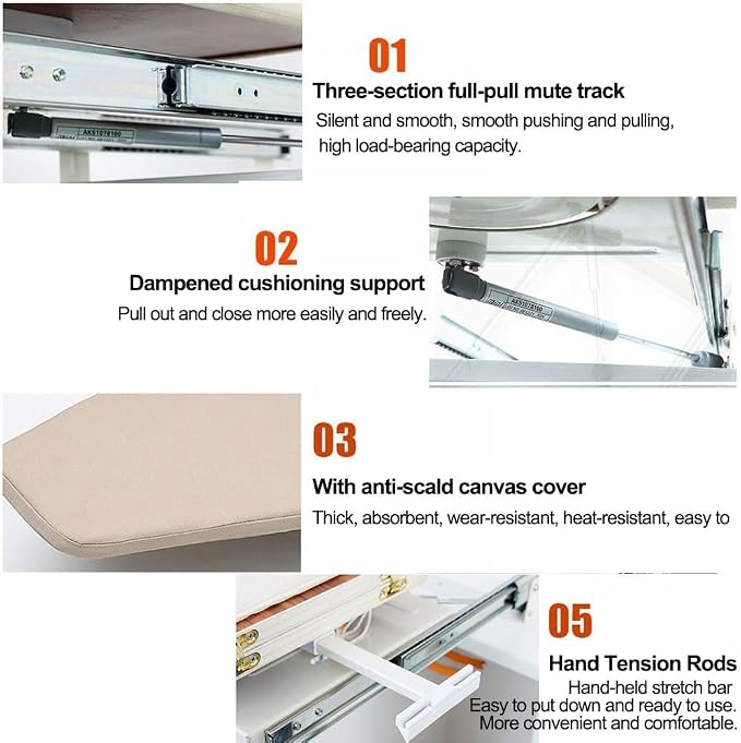 Wall-Mounted Ironing Board, Pull-Out Ironing Station, 180° Swivel Ironing - Image 8