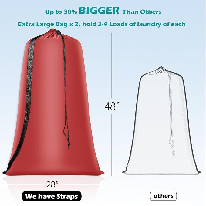 Heavy Duty Laundry Bag 2 Pack XL Nylon Laundry Bags - Image 2