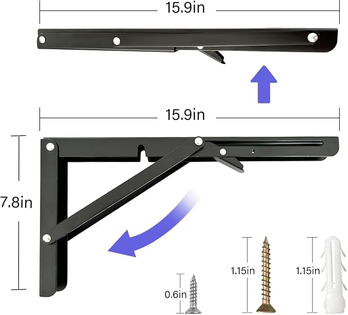 Folding Shelf Brackets, Wall Mounted Shelf Brackets, Heavy Duty Shelf Bracket - Image 2