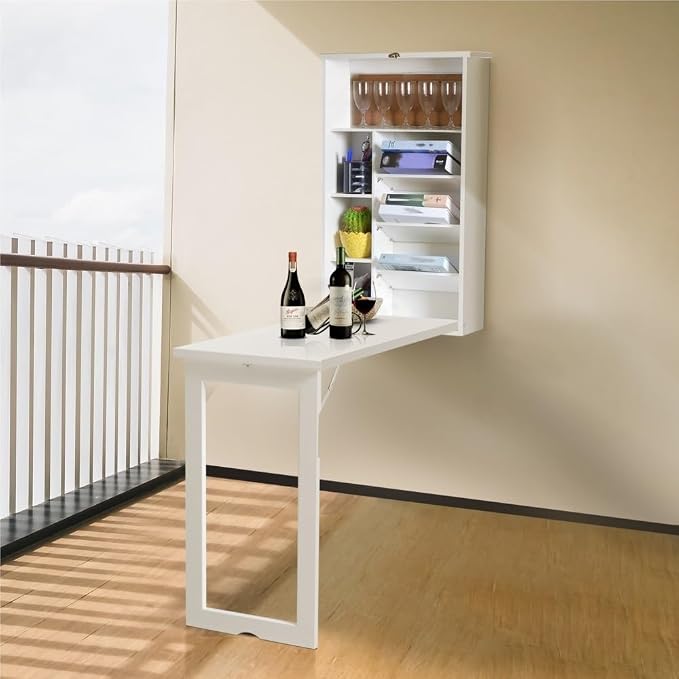 Wall Mounted Wall Desk, Wood Laundry Folding Table by Unknown