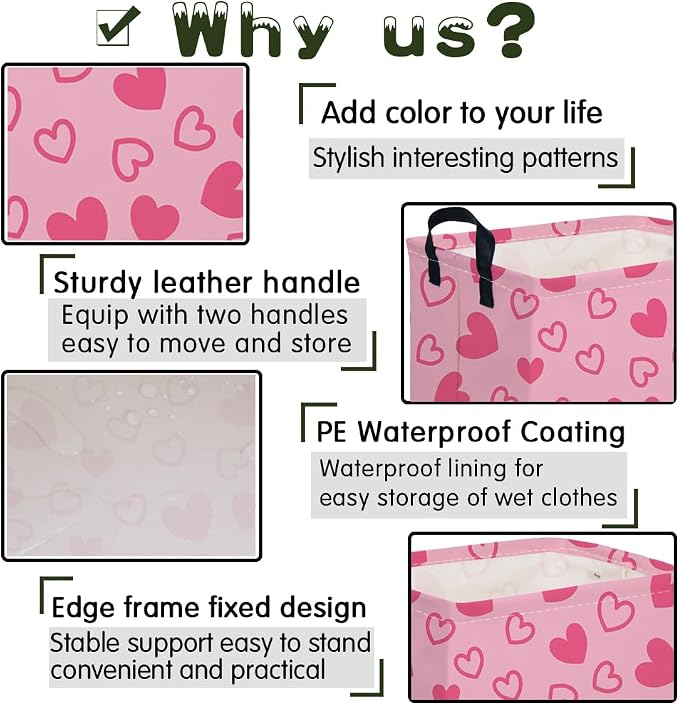 Rectangular Valentines Basket, baby Gift Basket Empty, Heart Print easter - Image 6