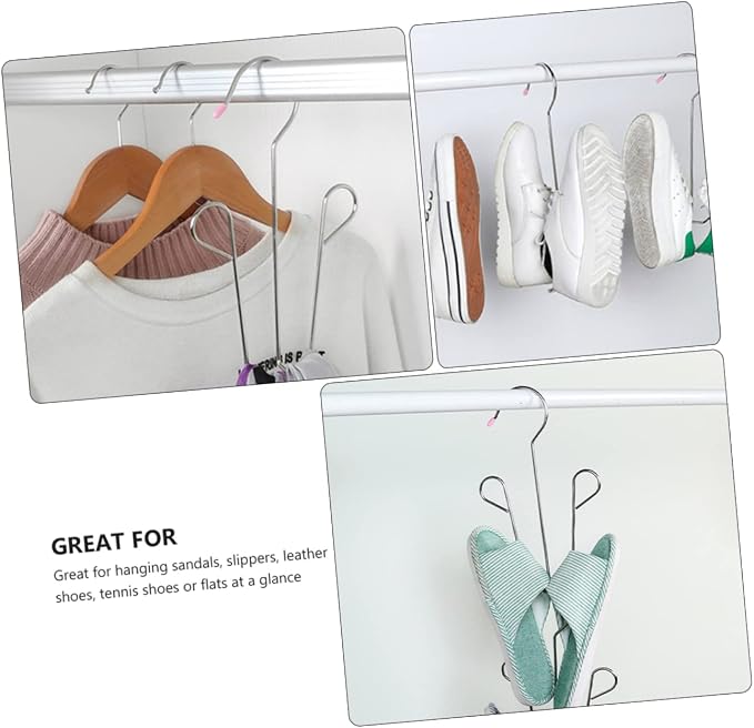 2pcs Stainless Steel Shoes Hanging Rack Space-Saving Shoe Organizer - Image 2