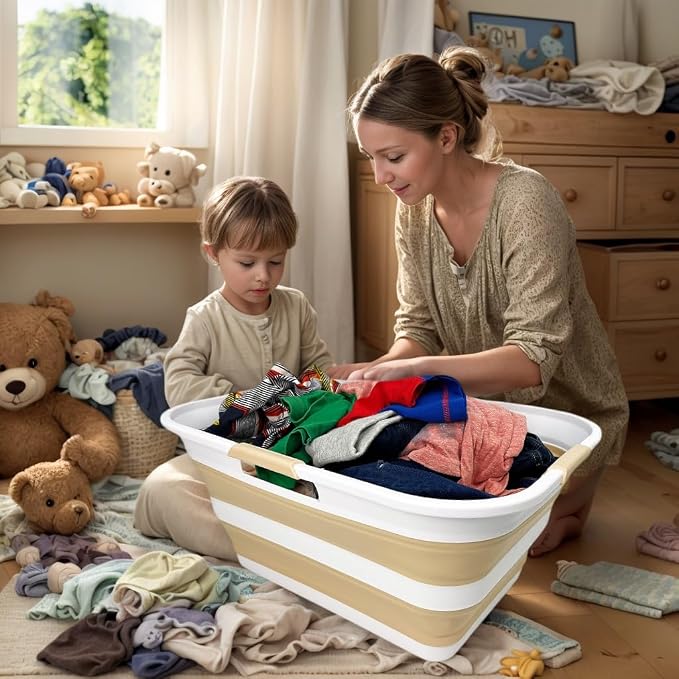 SAMMART 42 Collapsible Plastic Laundry Basket, Foldable Pop Up Storage - Image 3