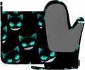 Mxocom Cat Face Oven Mitts and Pot Holders Sets Halloween Background Silicone by Mxocom