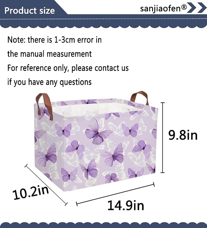 Sanjiaofeng Rectangular Kids Basket Butterfly Storage Bins, Girls Storage Basket - Image 7