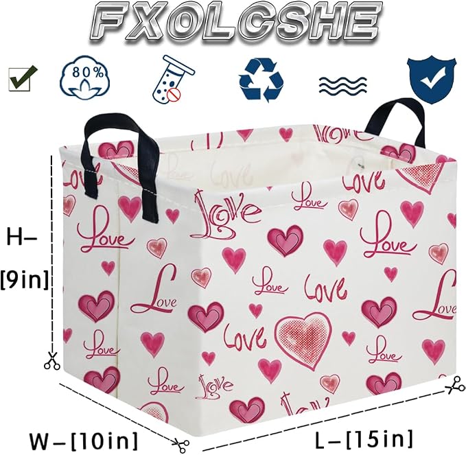 Rectangular Pink Valentine's Day Gift Basket, nursery basket, kids toy storage - Image 7