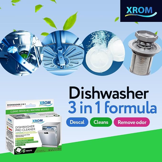 XROM Dishwasher Cleaner Tablets, Plant Based, Deep Clean and Descaler, Removes - Image 4
