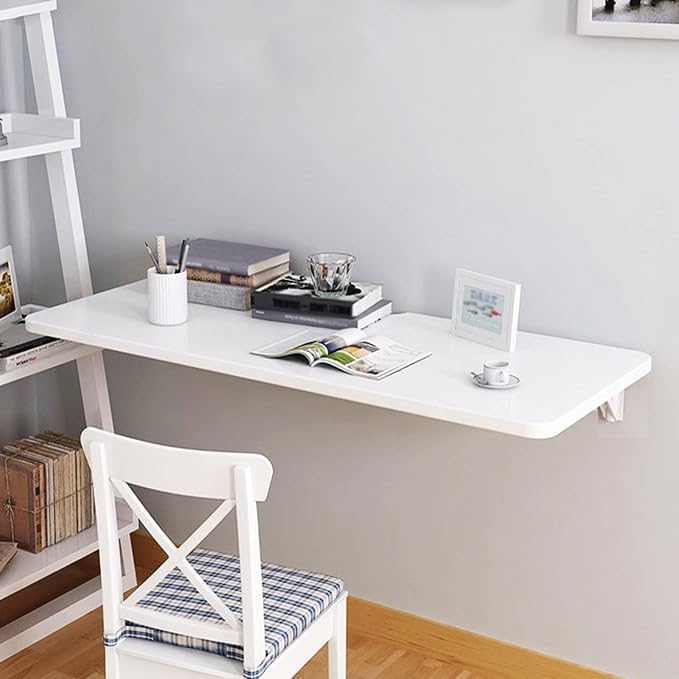 Wall Mounted Folding Table For Laundry Room Heavy Duty Drop Down Table White - Image 4