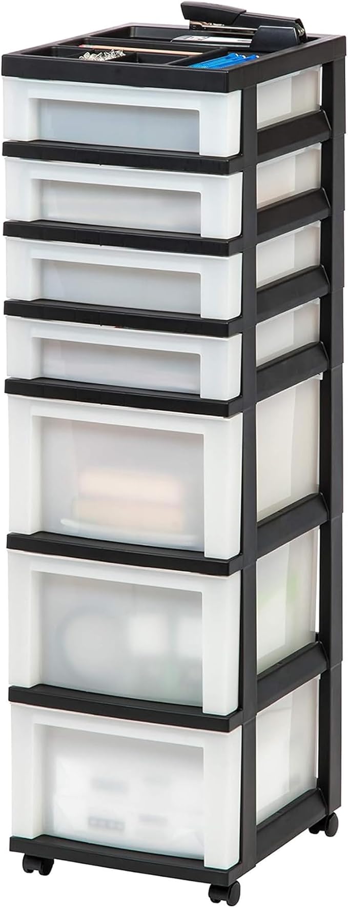 IRIS USA 2 Pack 7-Drawer Plastic Storage Rolling Organizer Cart - Image 4