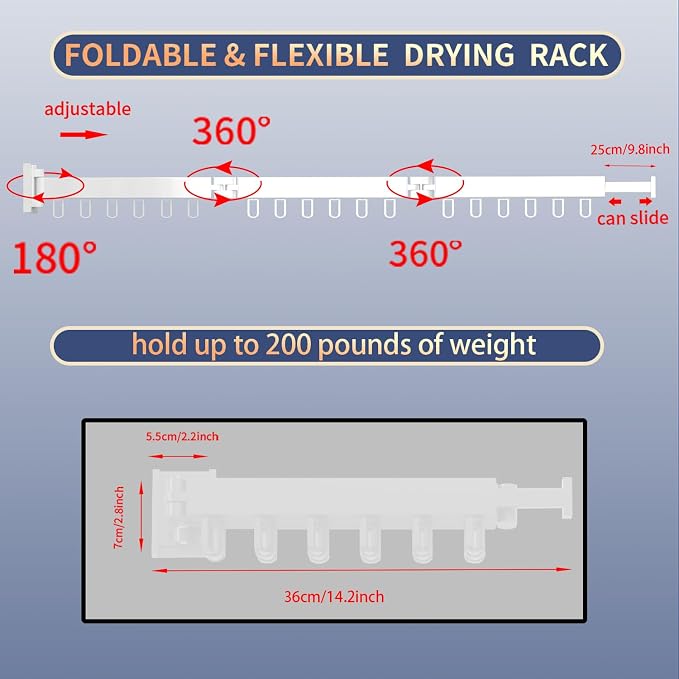 Clothes Drying Rack, Laundry Drying Rack Wall Mount - Image 5