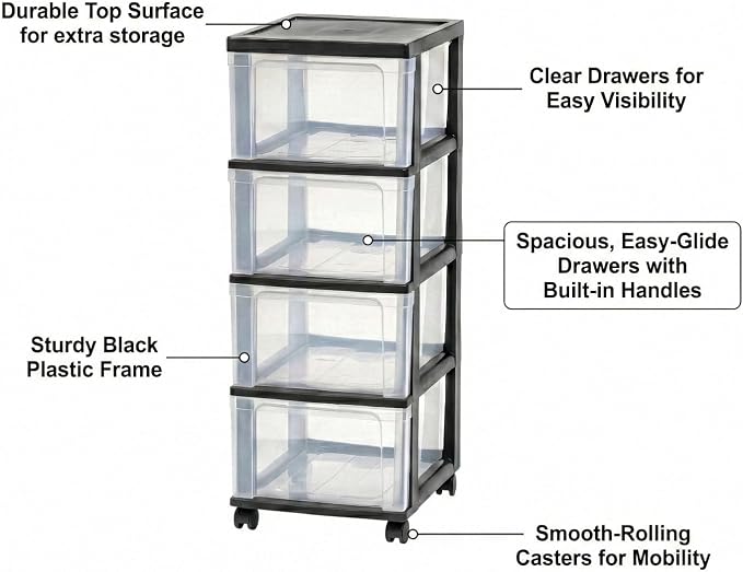 4-Drawer Narrow Storage Cart - Image 5