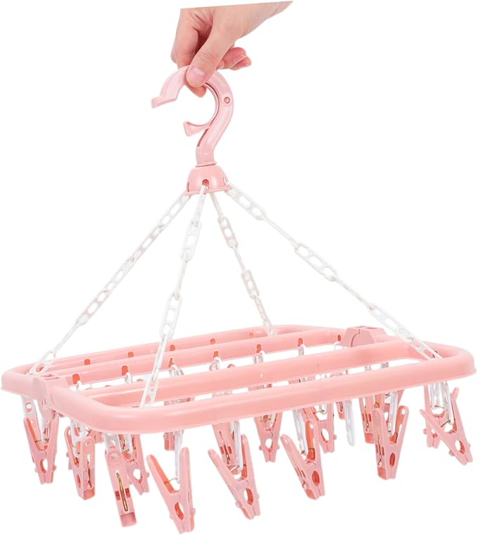PRETYZOOM 2pcs Foldable Laundry Drying Rack Clips Hangers Clips - Image 4
