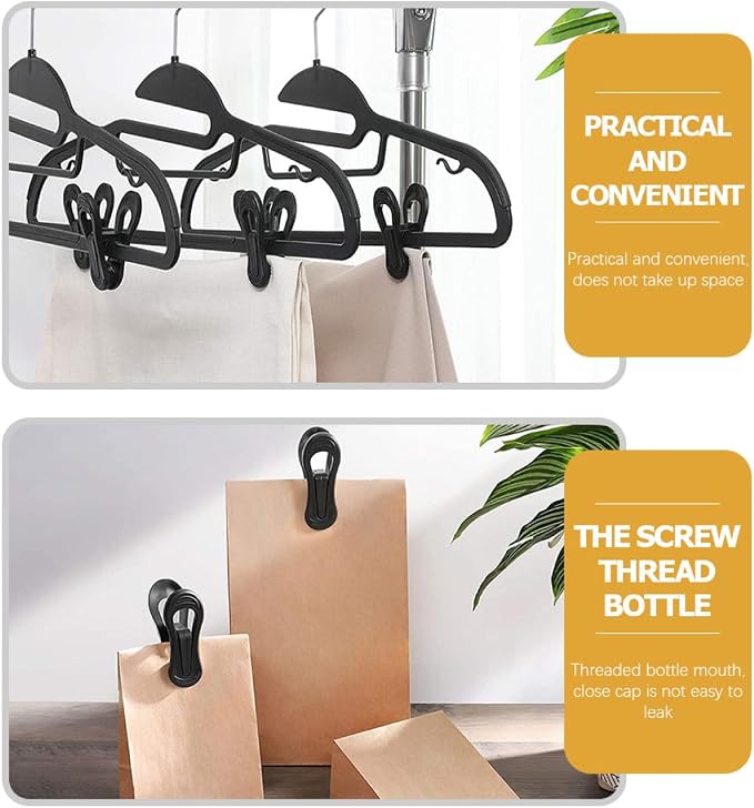 Toyvian 10pcs Black Plastic Hanger Clips Non-Slip Clothes Pegs Multi-Functional - Image 9