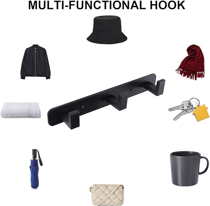 Coat Rack, Heavy Duty Stainless Steel 3 Tri Coat Hook Hanger, Wall Mounted Wall - Image 4
