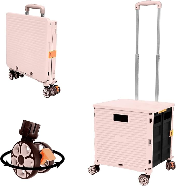 Foldable Utility Cart Folding Portable Rolling Crate Handcart Shopping Trolley - Image 8