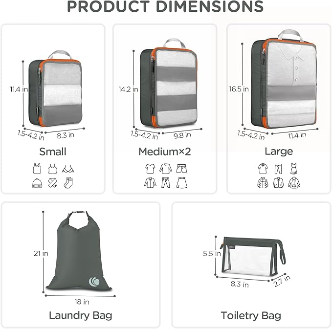 Cipway Compression Packing Cubes, See Through Mesh Luggage Organizer Bags - Image 5