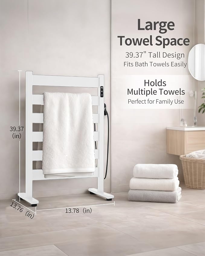 Heated Towel Rack – Rapid PTC Heating, LED Timer Control, Automatic Shut-Off - Image 4