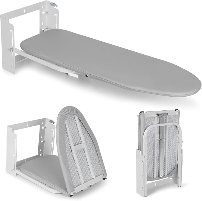 Wall Mounted Ironing Board Adjustable Height, 36 x 12 Inch Fold Away Iron Board by Vrietina