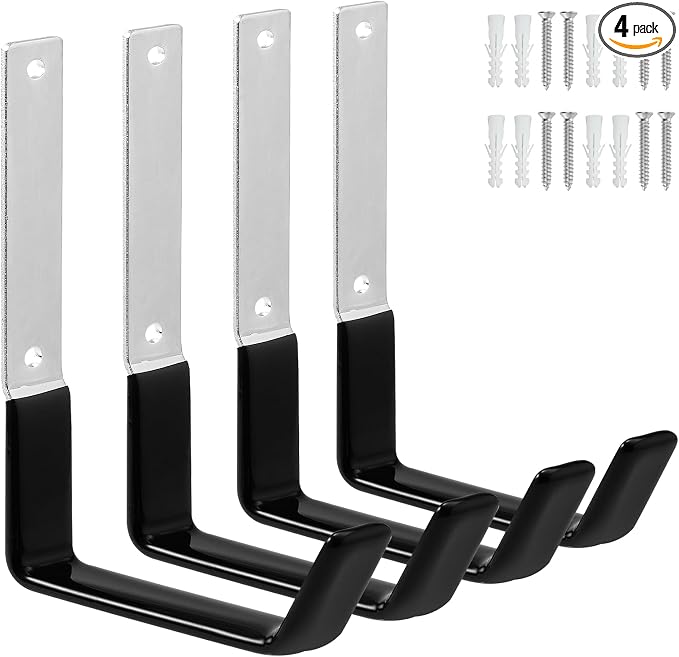 Heavy Duty Steel Utility Hooks, 4 Pack, Wall Mount, 50lbs Weight Capacity by GeeWatom