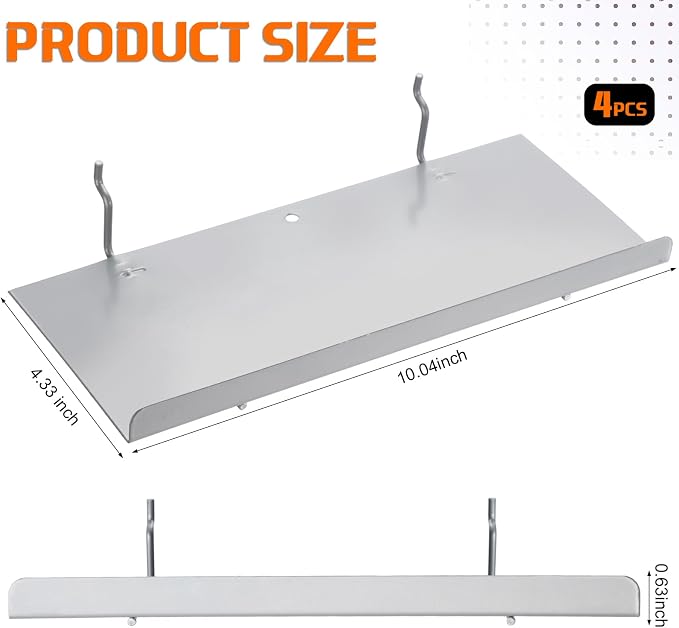 4 Pcs Pegboard Shelves Wall Organizer Brackets Pegboard Steel Tray Accessories - Image 2