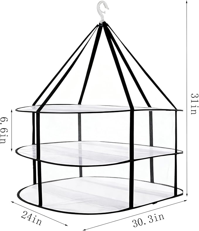 3-Tier Folding Mesh Clothes Drying Rack, Stackable Sweater Dryer Rack - Image 6