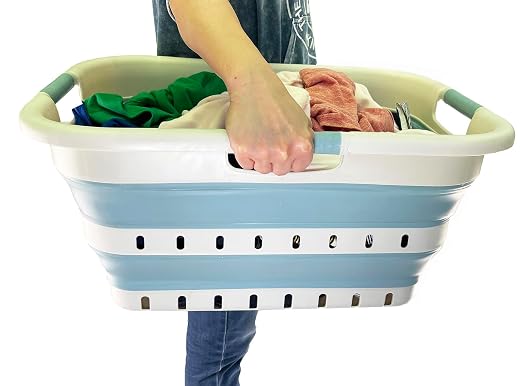 SAMMART 41L Collapsible 3 Handled Plastic Laundry Basket - Image 5