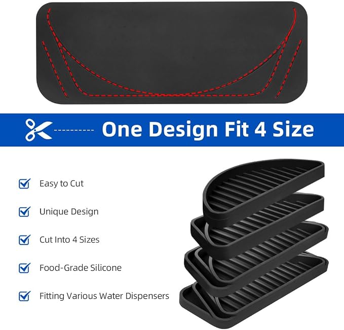 Silicone Refrigerator Drip Tray 2 Pack, Cuttable Water Dispenser Drip Collector - Image 3
